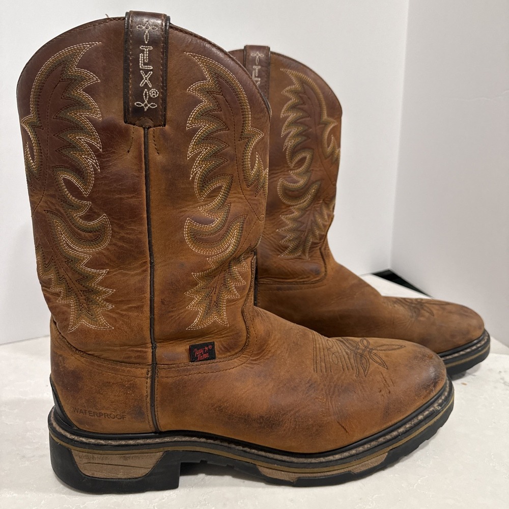 Tony Lama Men's Waterproof Tan Cheyenne Leather Boot TW1018 Size 11D EXCELLENT